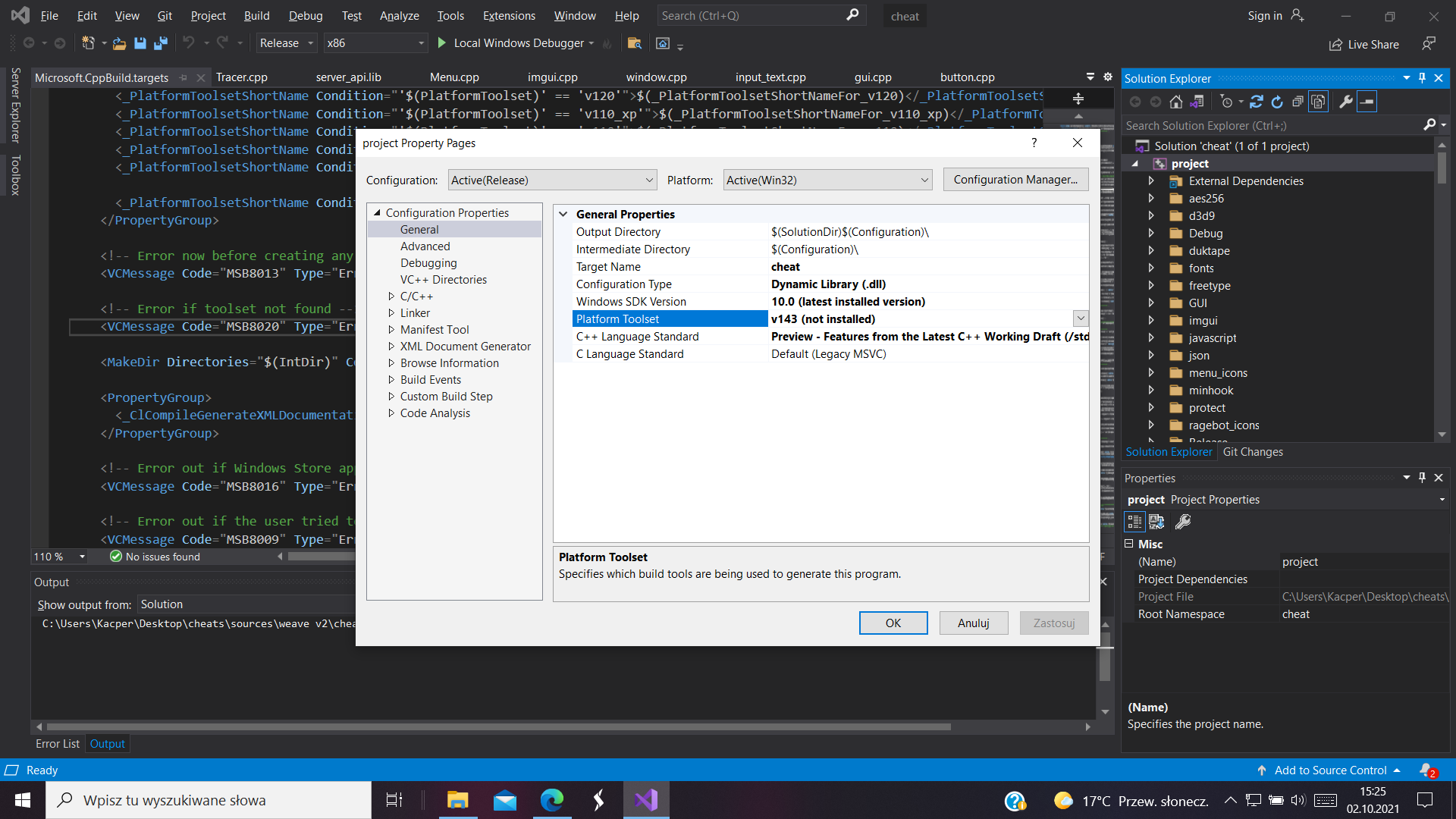 The build tools for v143 cannot be found Dyskusje / problemy związane
